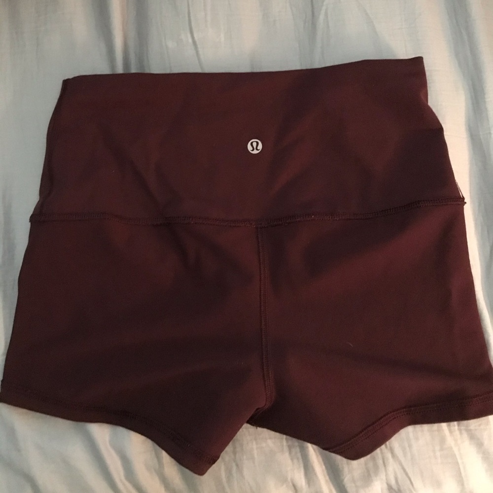 Maroon lululemon reversible yoga shorts